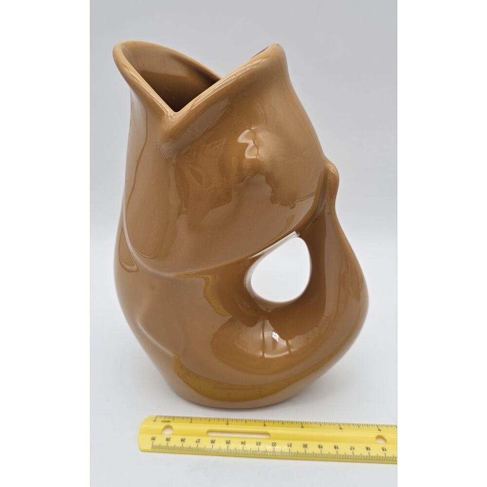 Vintage Original Gurgle Pot Fish Pitcher Jug Mustard Sunflower 2006 - Picture 10 of 10
